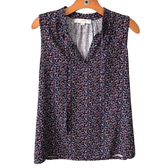 LOFT Tops - LOFT Ann Taylor Floral Tank with Tie, Size XSmall